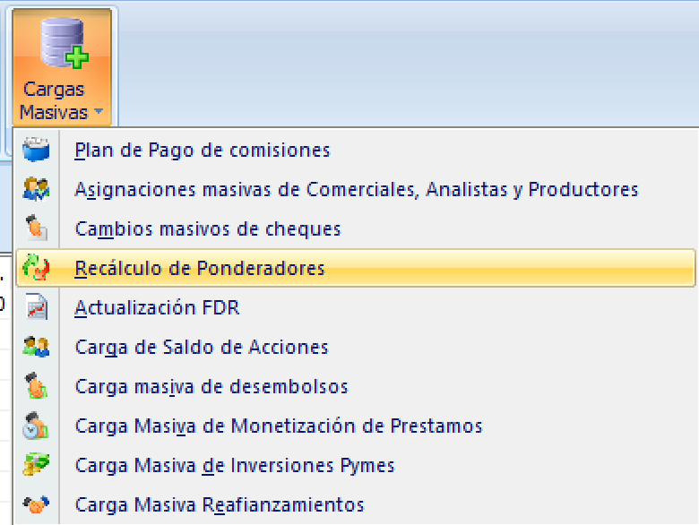 Re cálculo de ponderadores